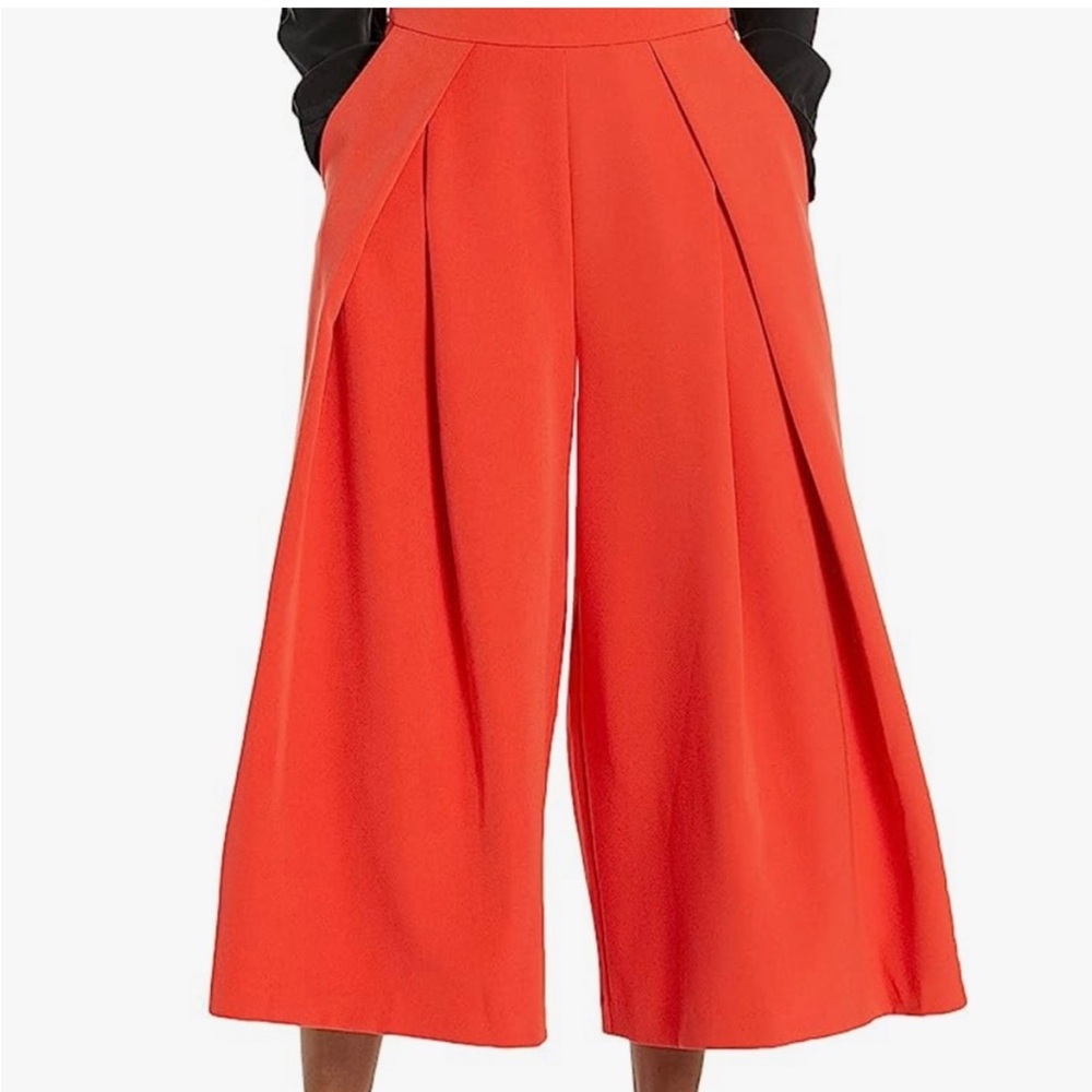 MILLY ITALIAN CADY HIGH RISE WIDE WAISTBAND FAUX WRAP ANKLE CROP PALAZZO PANT 6